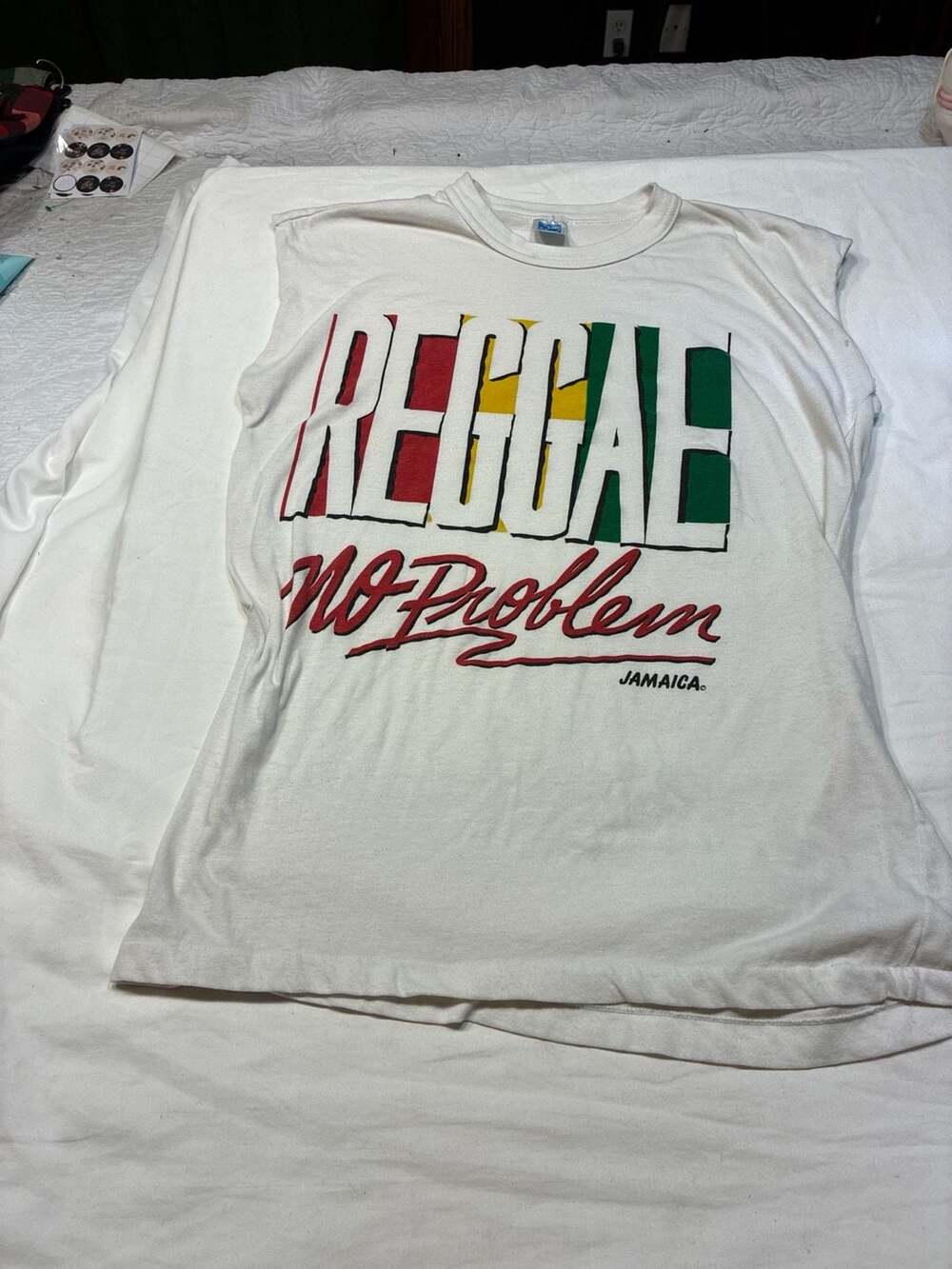 Vintage 90s Sun Island Reggae No Problem Jamaica Sleeveless Shirt XL